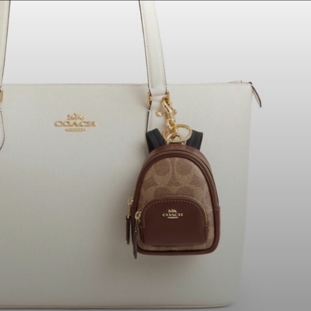 Coach Brown Mini Backpack Keychain - Picture 2 of 7